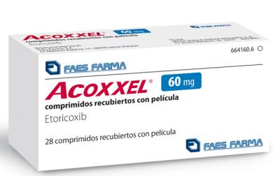 Acoxxel® (etoricoxib) actúa eficazmente frente al dolor musculoesquelético reduciendo en un 50% el riesgo gastrointestinal frente a AINEs tradicionales